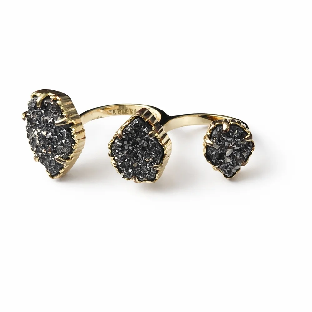 Kendra Scott Druzy Double Ring & Fashion Black pink rhinestone drop earrings